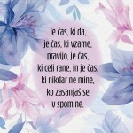 Nagrobna sveča Premium z rožnim motivom in verzom Je čas, ki da, je čas, ki vzame